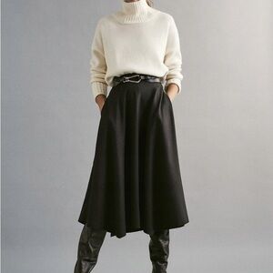 Massimo Dutti Wool Linen MIDI SKIRT size 36 S NEW